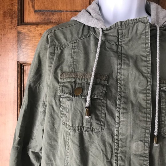 Ashley by 26 International Outerwear Olive Green Army Style Jacket w/Hood Medium - Picture 5 of 15